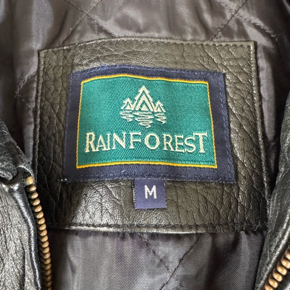 Vintage Rainforest Black Leather Jacket Quilted Lining Buckle Details Medium - Picture 5 of 10